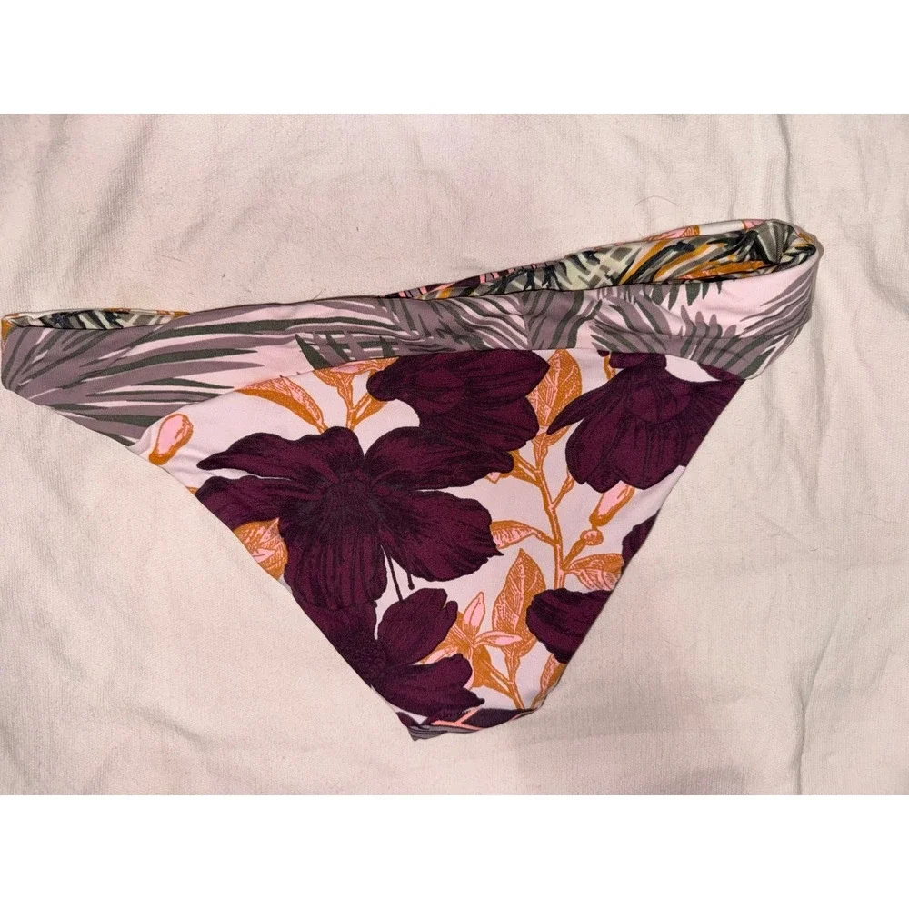 Maaji brown‎ and pink tropical print bikini bottoms size medium